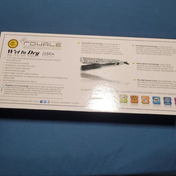 Pro Royale Professional Ceramic Straightener Iron  Wet to Dry Zebra - Picture 7 of 10